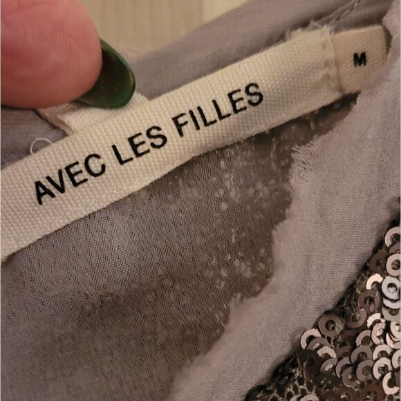 AVEC LES FILLES SILVER SEQUIN GLITTER TOP - Picture 7 of 10